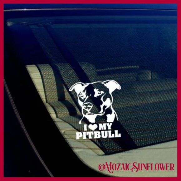5" X 5" I Love My Pitbull High Quality Waterproof Vinyl Decal - Picture 4 of 6